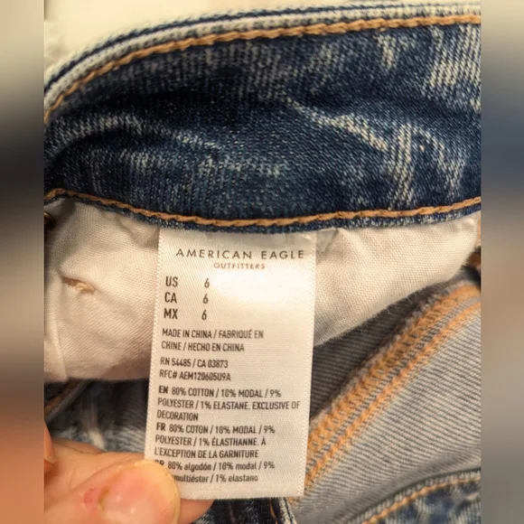 American Eagle Mom short distress ripped blue beach boho jean denim Short sz 6 t - Picture 8 of 8